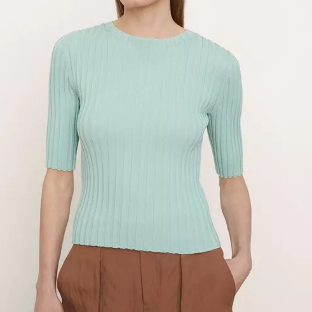 NWT VINCE Women's Ribbed‎ Elbow Sleeve Sweater XL